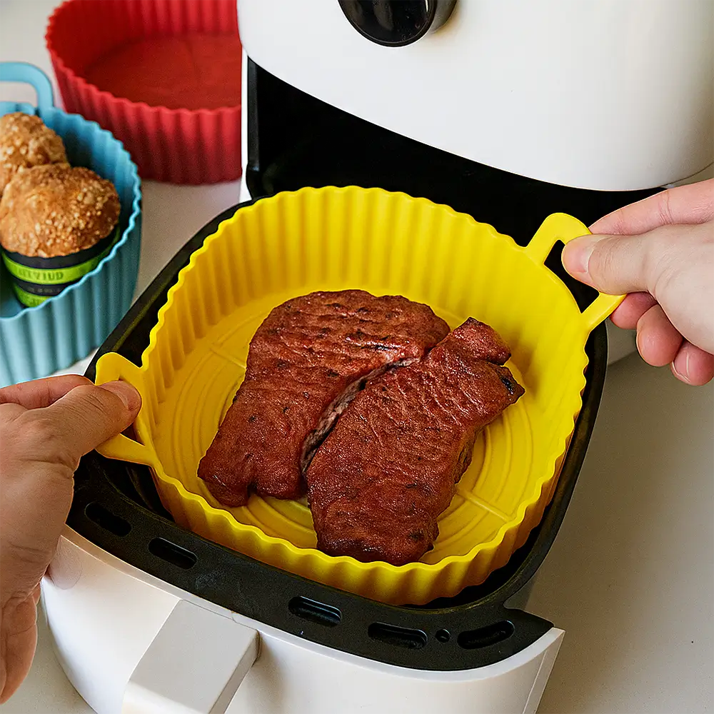 Kit Formas de Silicone AssaBem para AirFryer – Redonda e Quadrada