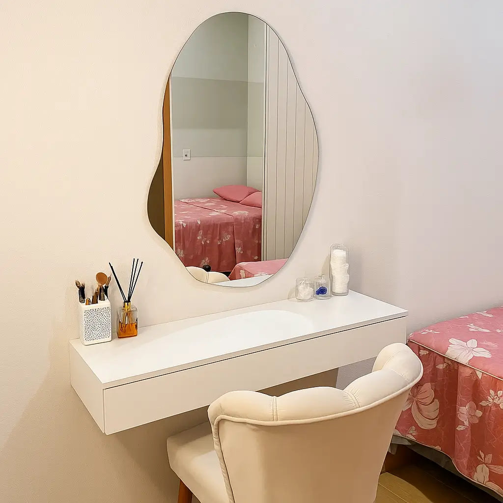 Espelho Orgânico Elegance 60x40 de Luxo – Não Precisa Furar a Parede