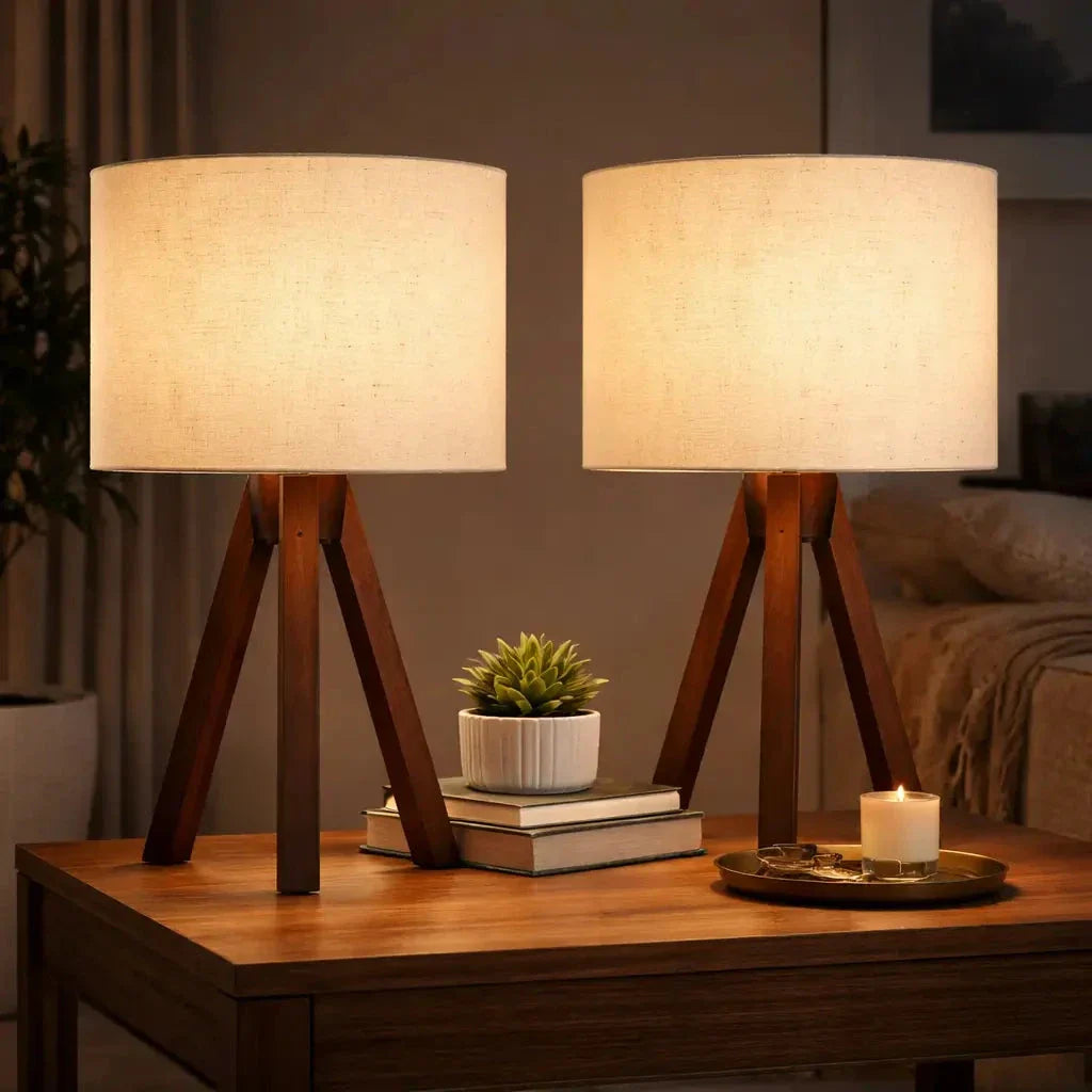 Kit Abajur de Mesa Duo Linen Nature – Bivolt