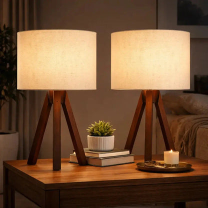 Kit Abajur de Mesa Duo Linen Nature – Bivolt