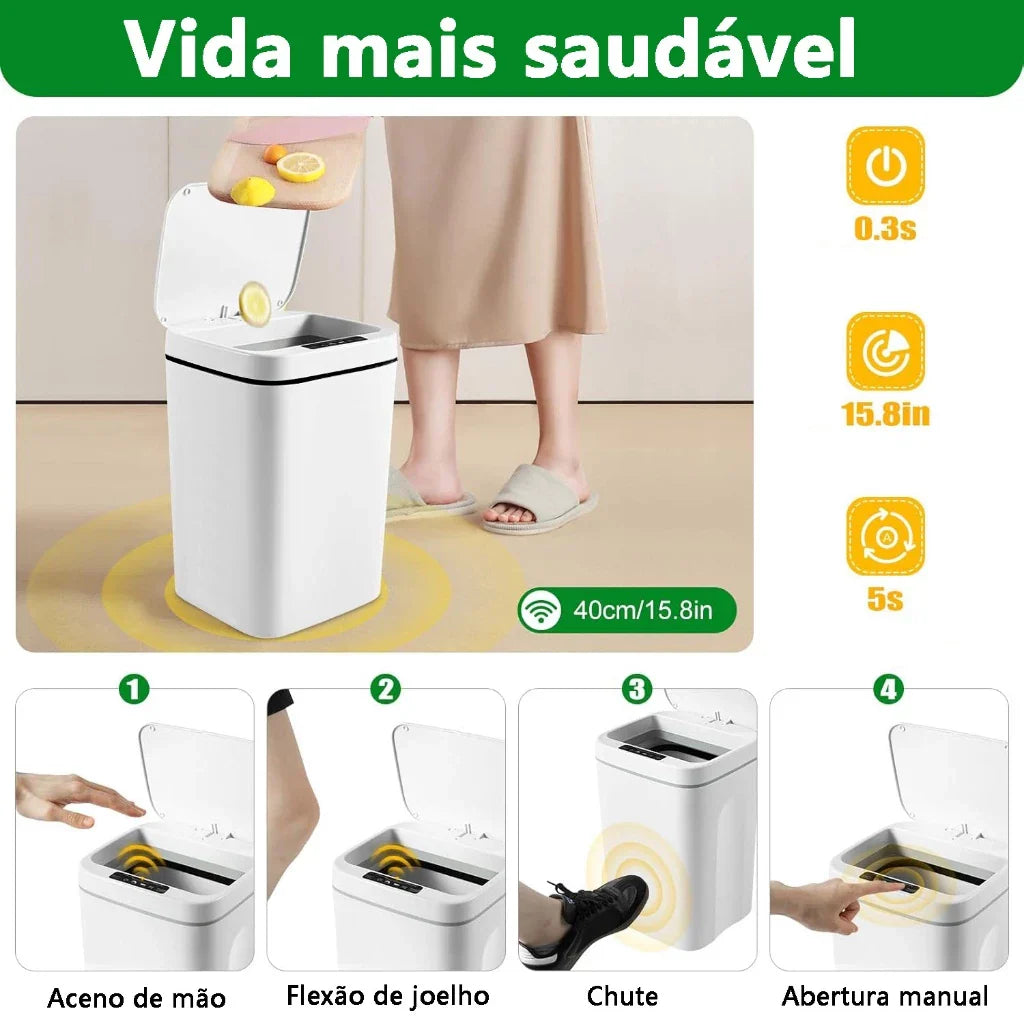 Caixote do Lixo Smart com Sensor Automático 16L