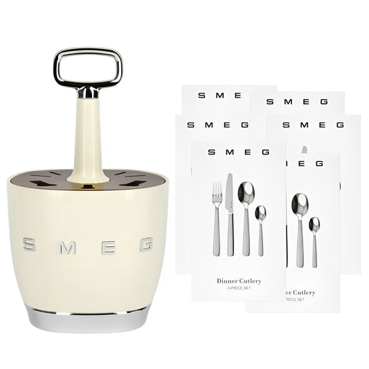 Conjunto Porta-talheres com 6 kit de talheres SMEG + Brinde Exclusivo